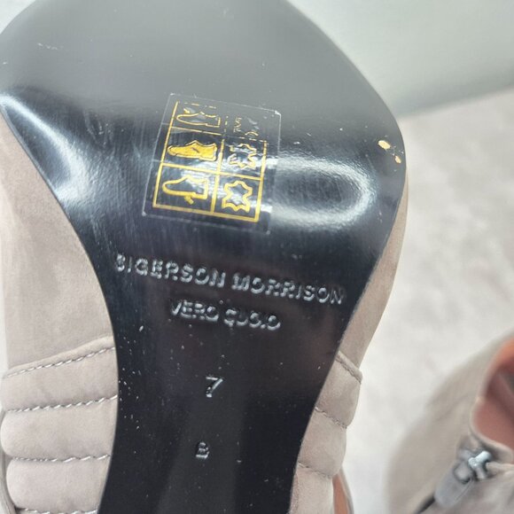 Peep Toe High Heel Boots Suede Gray Quilted Buckle Moto Dress Ankle Booties Sz 7 - Picture 9 of 12